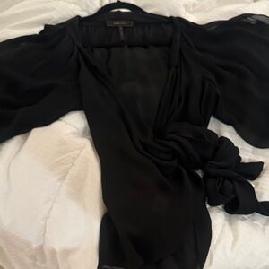 BCBGMaxAzria Black Wrap Blouse